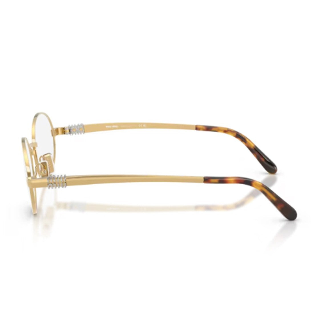 Miu Miu Gold Metal Elegant Oval Sunglasses