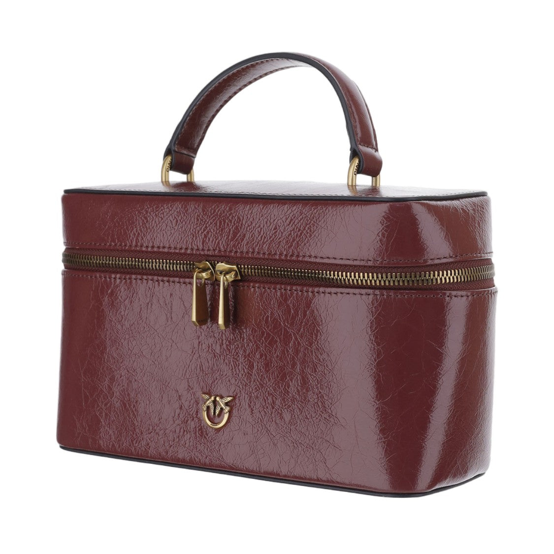 Pinko Dark Red Love Birds Lambskin Vanity Bag