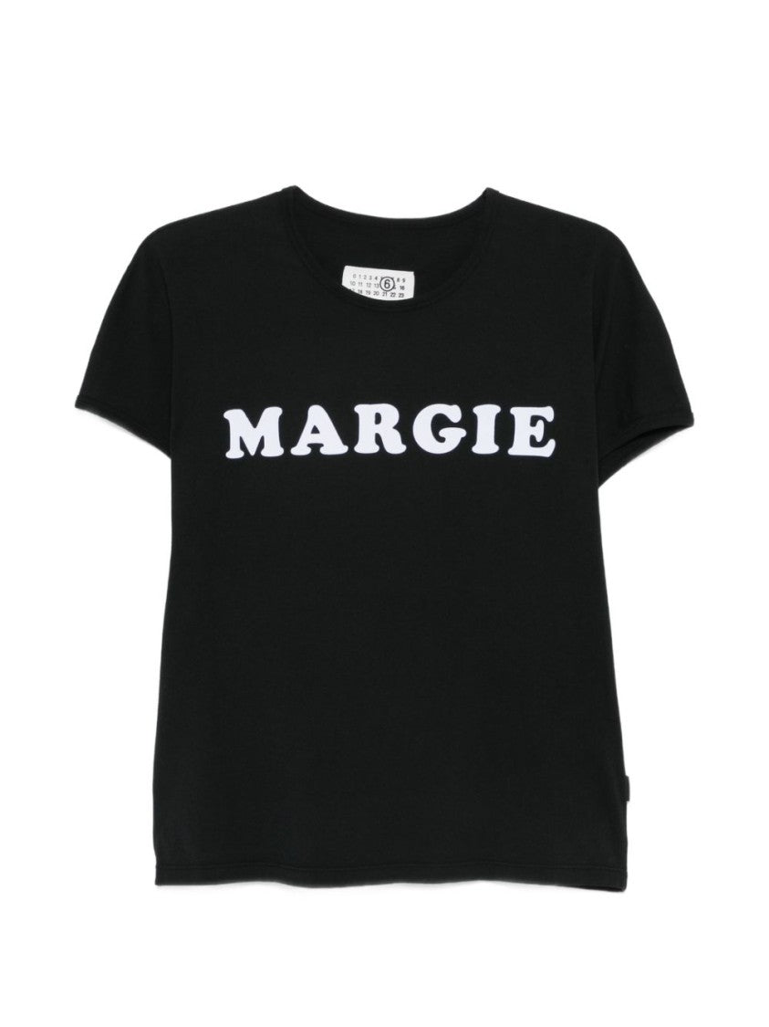 Mm6 By Maison Margiela Black Cotton Crew Neck T-Shirt