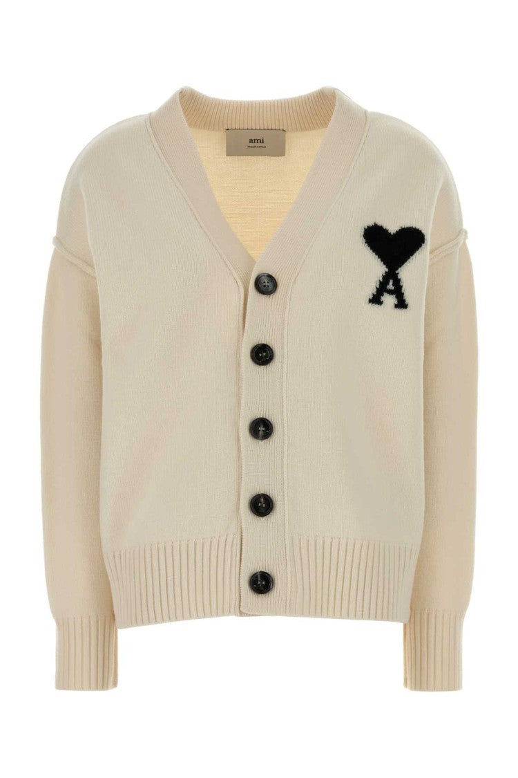 Ami Ivory Wool Cardigan