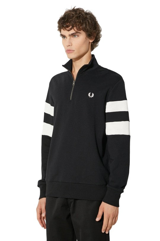 Fred Perry Black Hoodie With High Collar