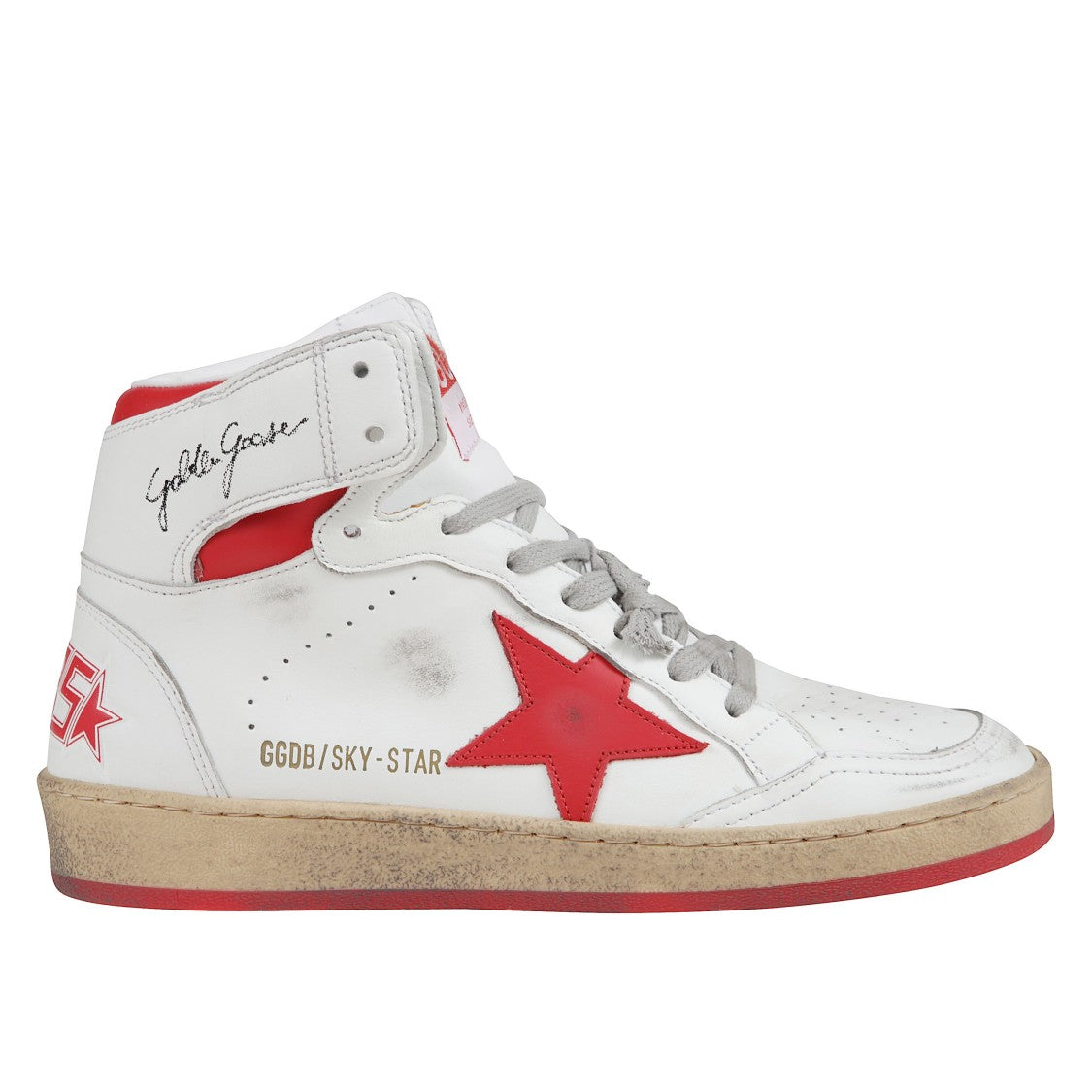 Golden Goose White High-Top Sneakers With Red Details