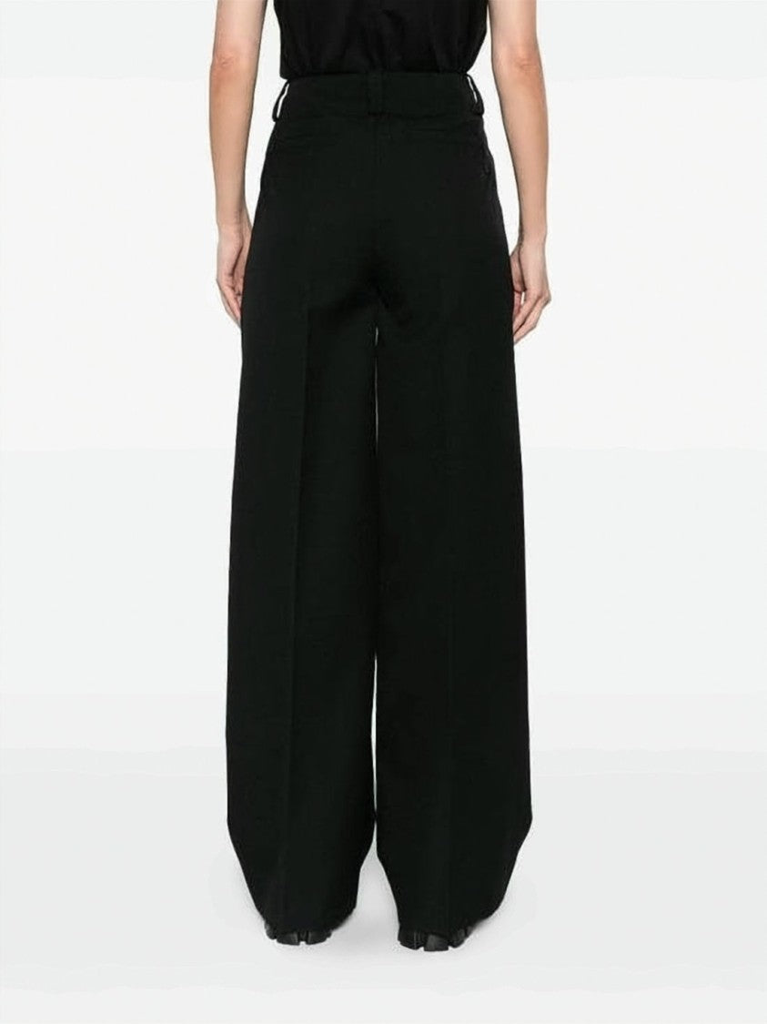 Moncler High-Waist Black Wide-Leg Suit Pants