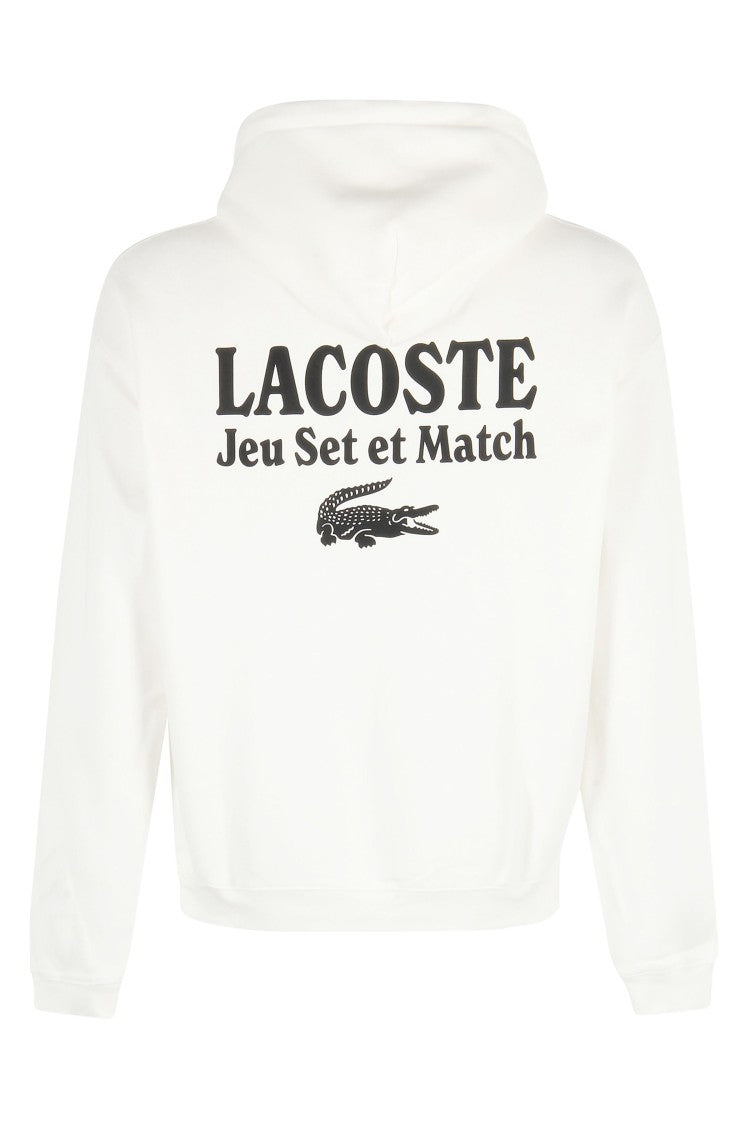 Lacoste White Hoodie With Adjustable Drawstring