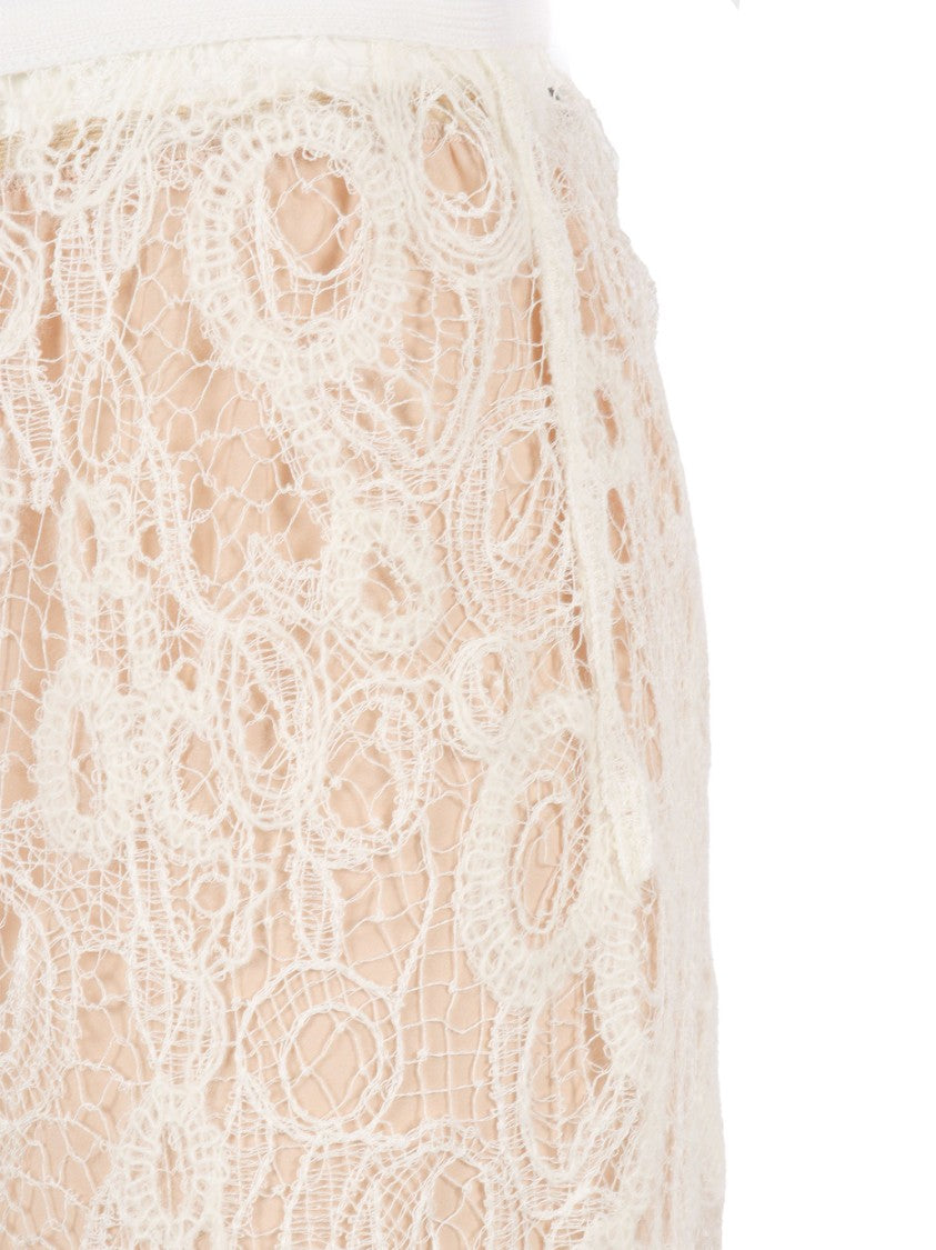 Fabiana Filippi Burro Color Macramé Lace Tubino Skirt