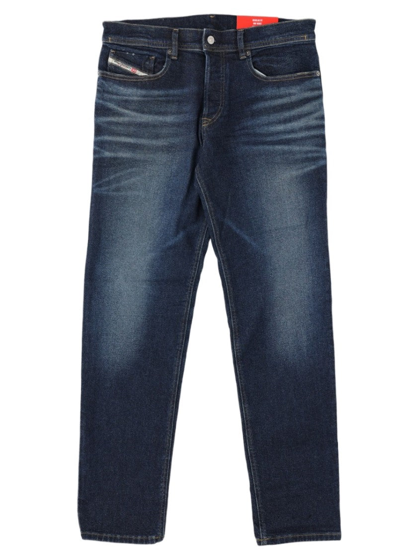 Diesel Indigo Distressed Straight-Leg Cotton Jeans