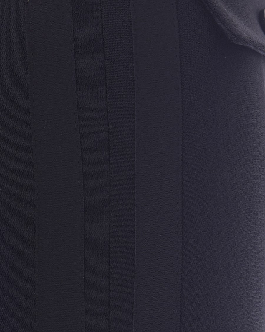 Elisabetta Franchi Black Crepe Satin Detail Fitted Pants