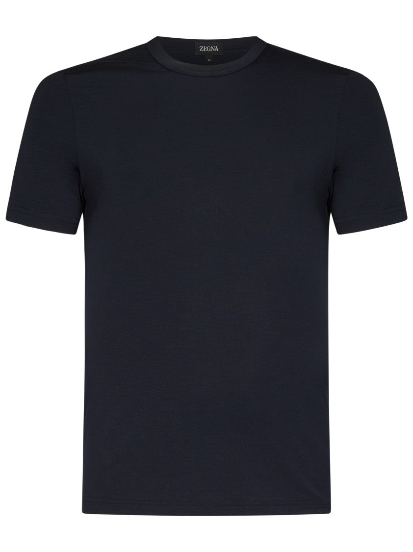 Zegna Tailored Blue T-Shirt With Classic Crewneck Design
