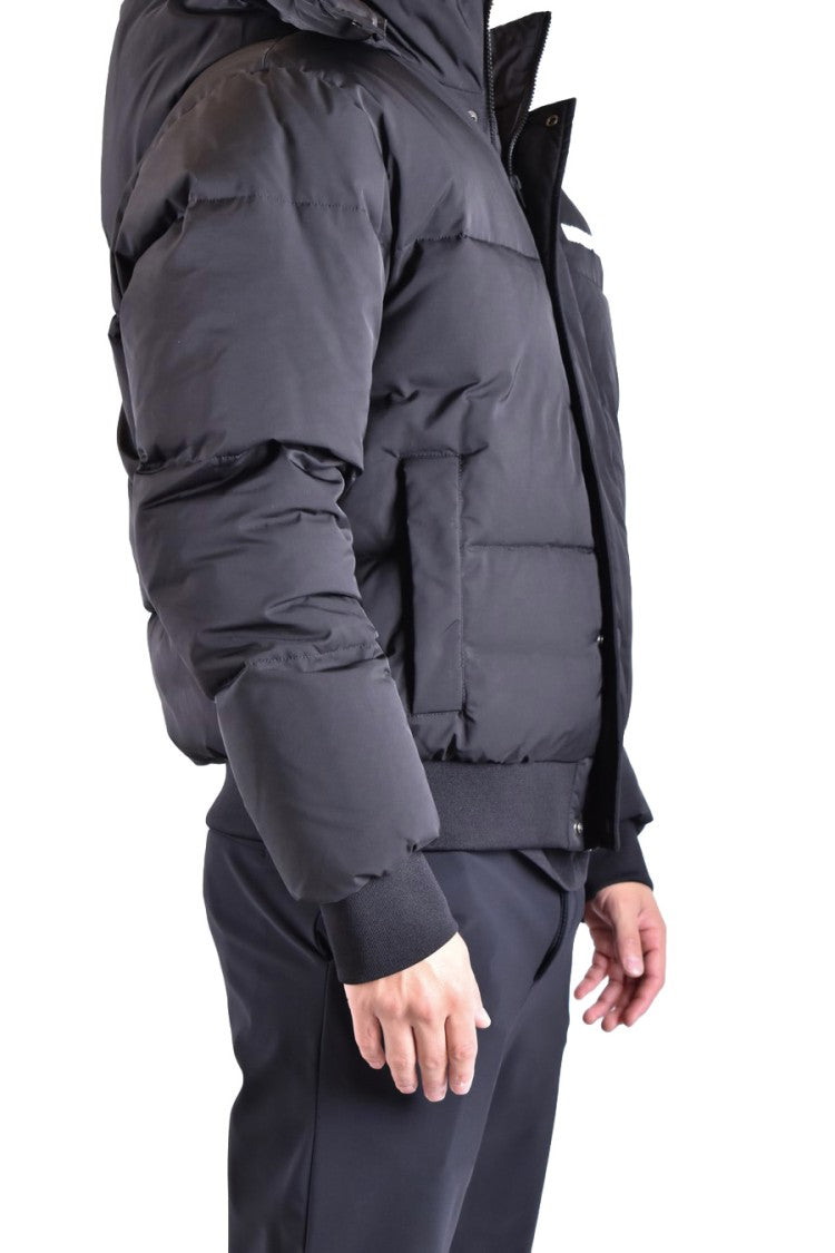 Moschino Puffy Black Jacket With Hood And Iconic Logo Detail