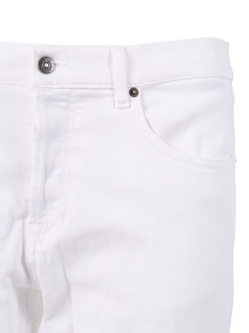 Dondup White Icon Tapered Cuffed Straight-Leg Pants
