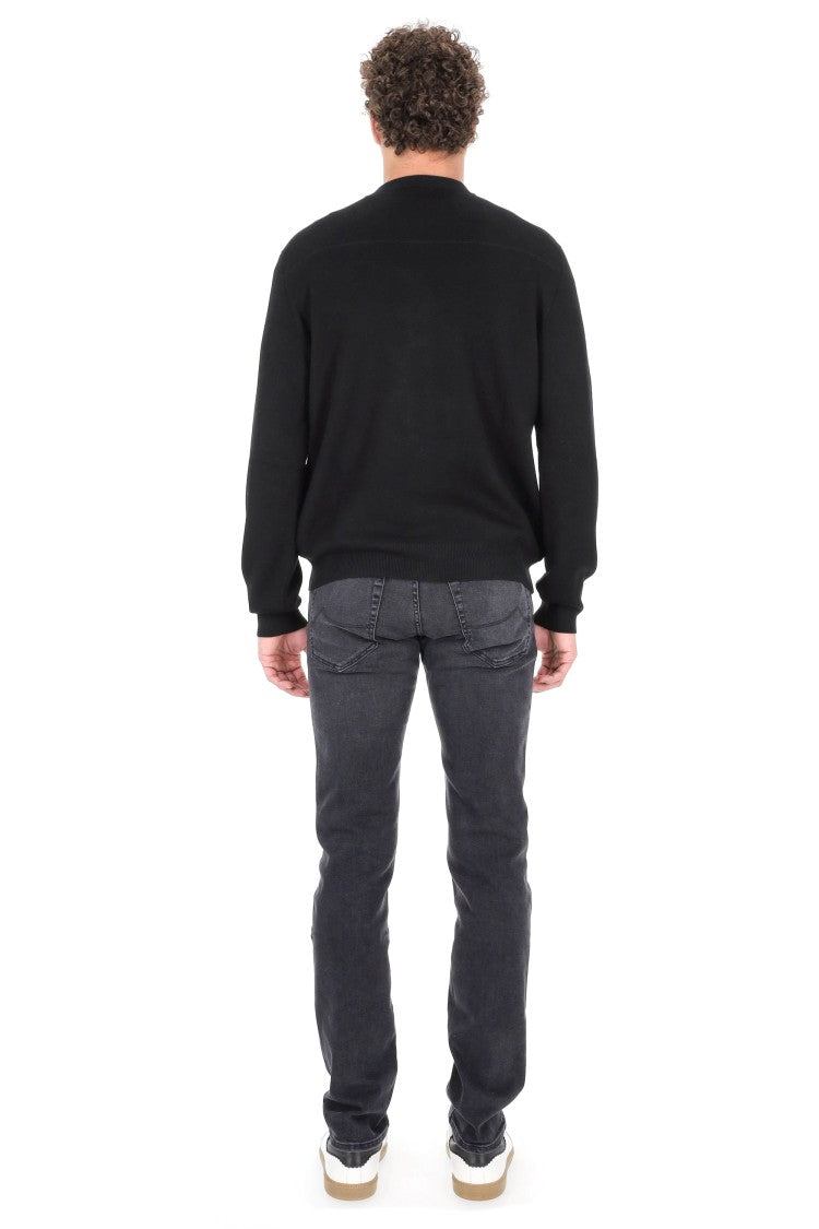 Drumohr Baseball Collar Merino Wool Full-Zip Sweater