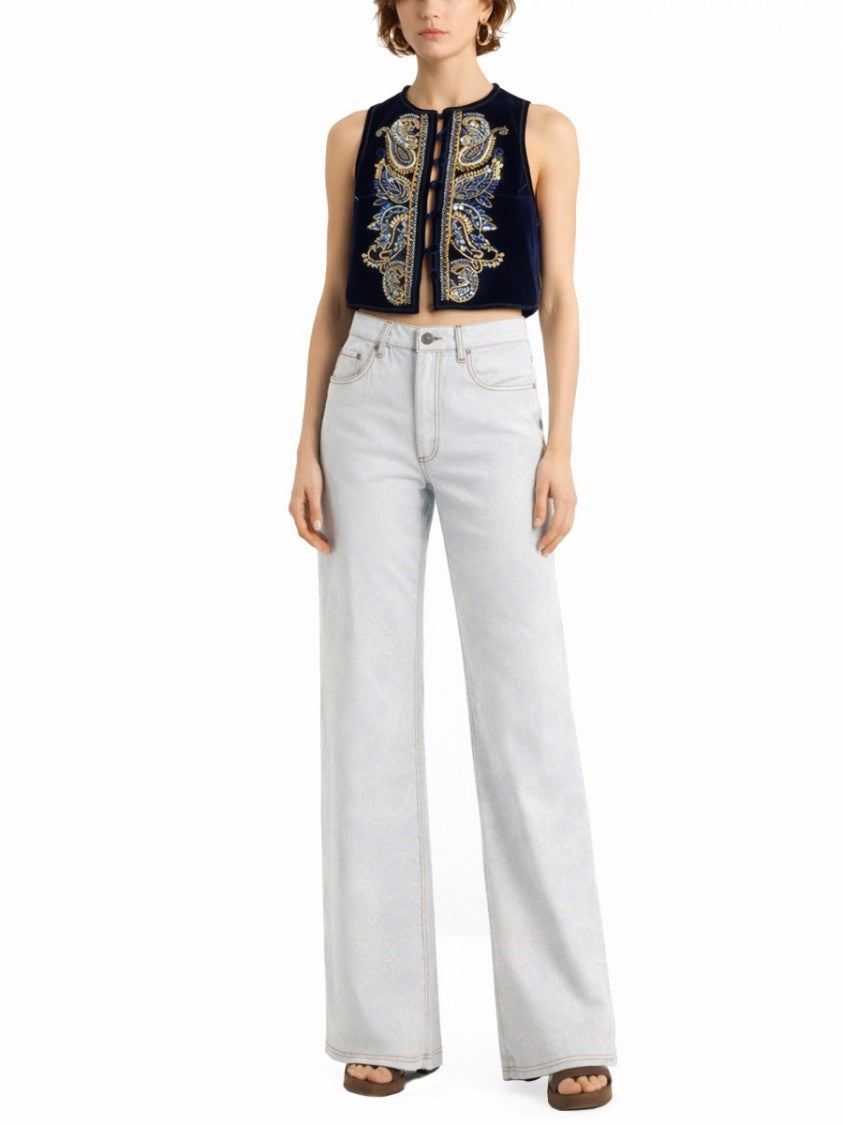 Etro Subtle Paisley Straight-Leg Denim Jeans