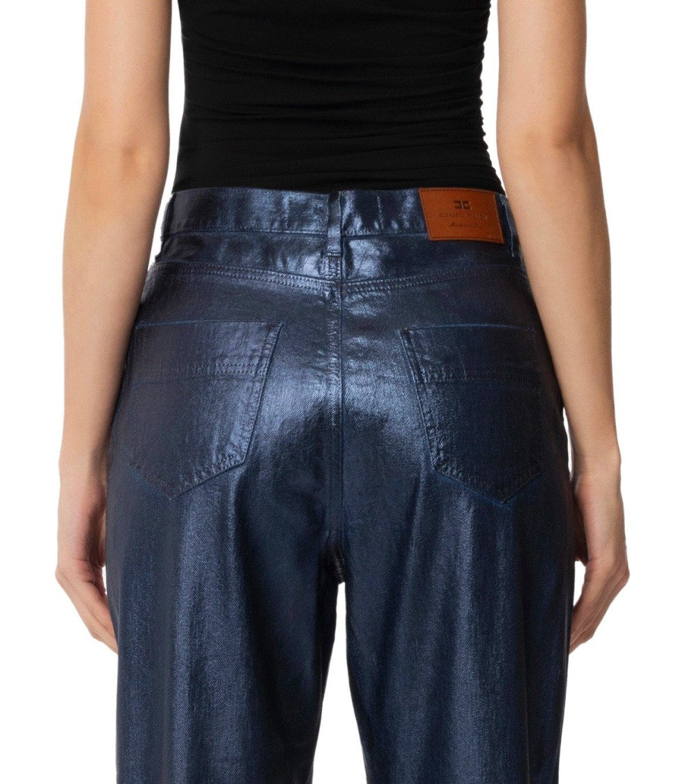 Elisabetta Franchi Oltremare Laminated Baggy Jeans