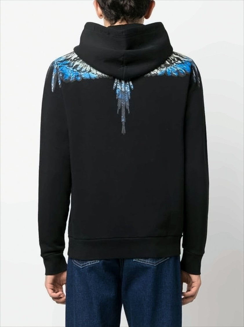 Marcelo Burlon Winged Print Hooded Sweatshirt With Kangaroo Pocket