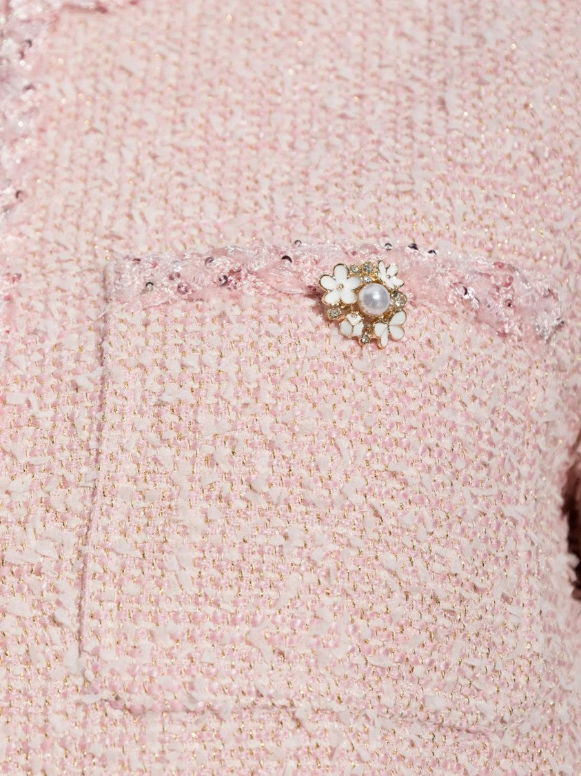Self-Portrait Pink Cropped Structured Jacket