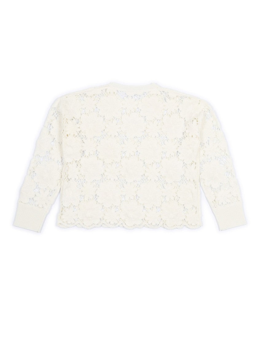 Kangra Cashmere All-Over Floral Crochet Knit Sweater