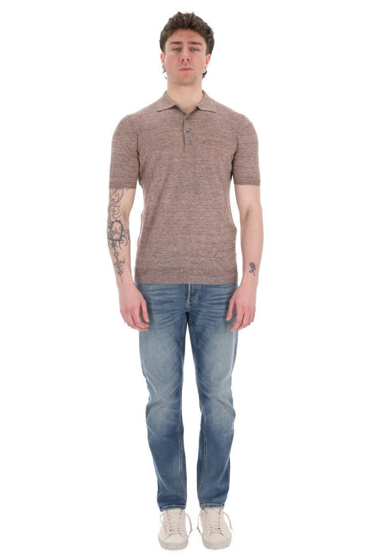 Barba Melange Pure Linen Polo