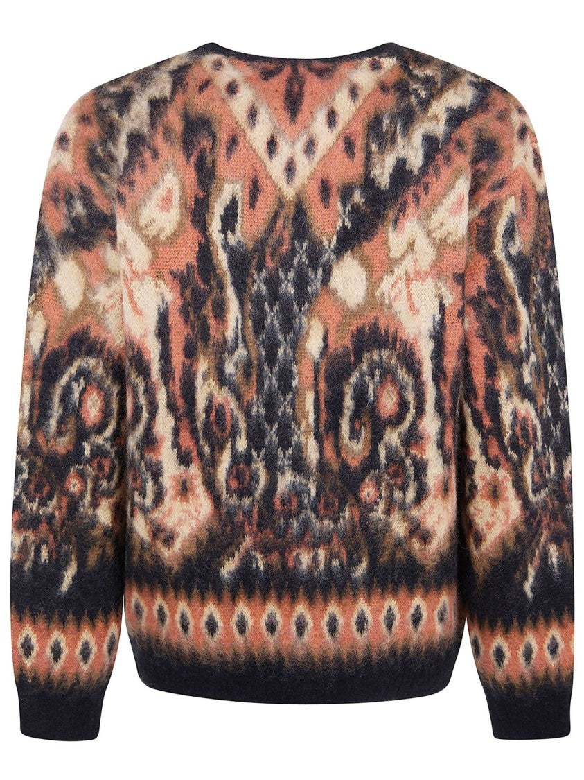 Needles Paisley Pattern Mohair Cardigan With V-Neckline