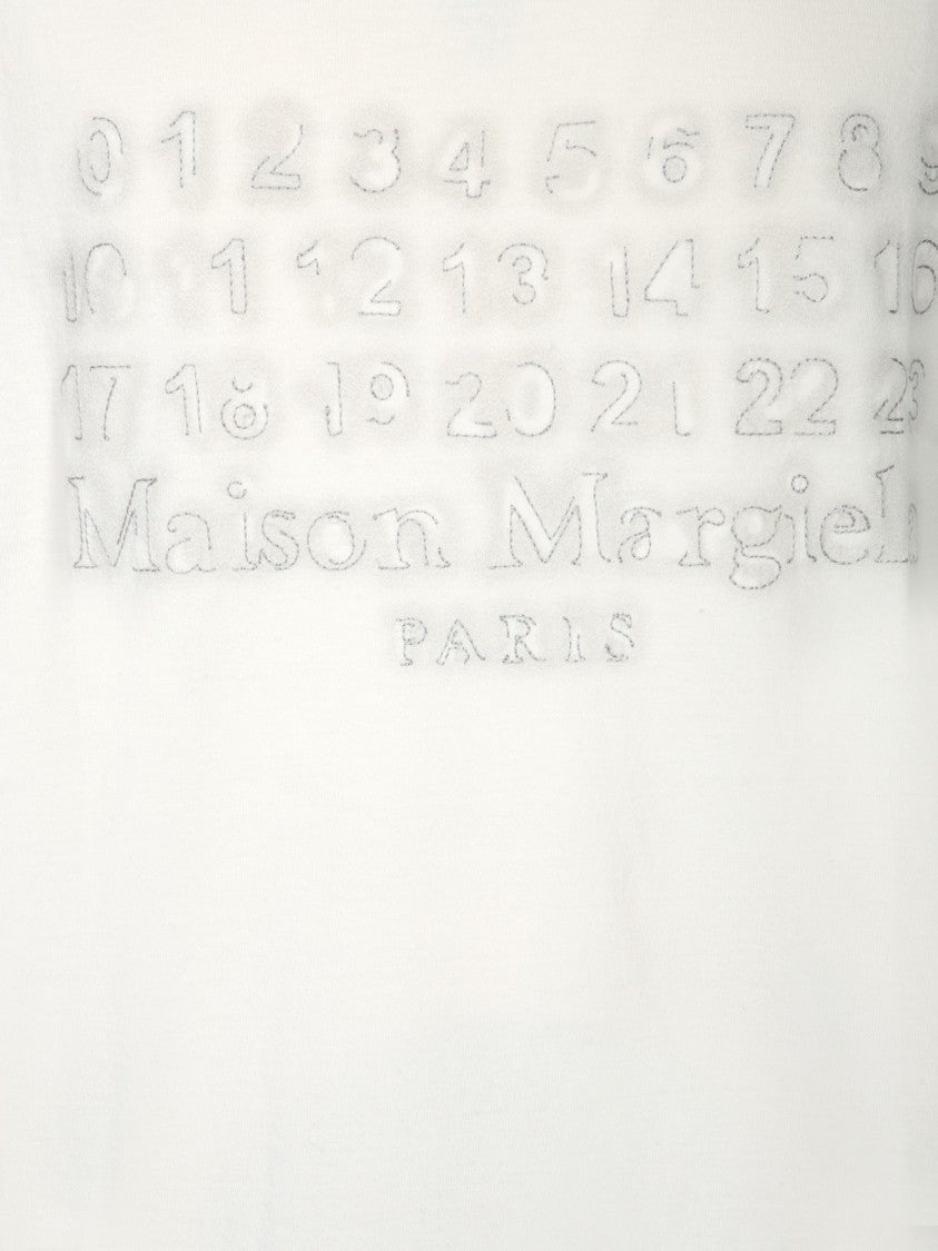 Maison Margiela White Crew Neck T-Shirt With Tonal Numeric Detail