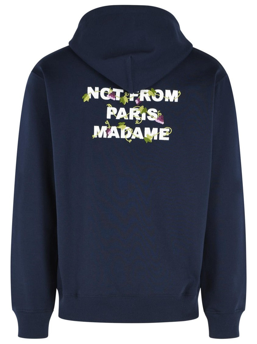 Drôle De Monsieur 'Vine Slogan' Navy Cotton Sweatshirt
