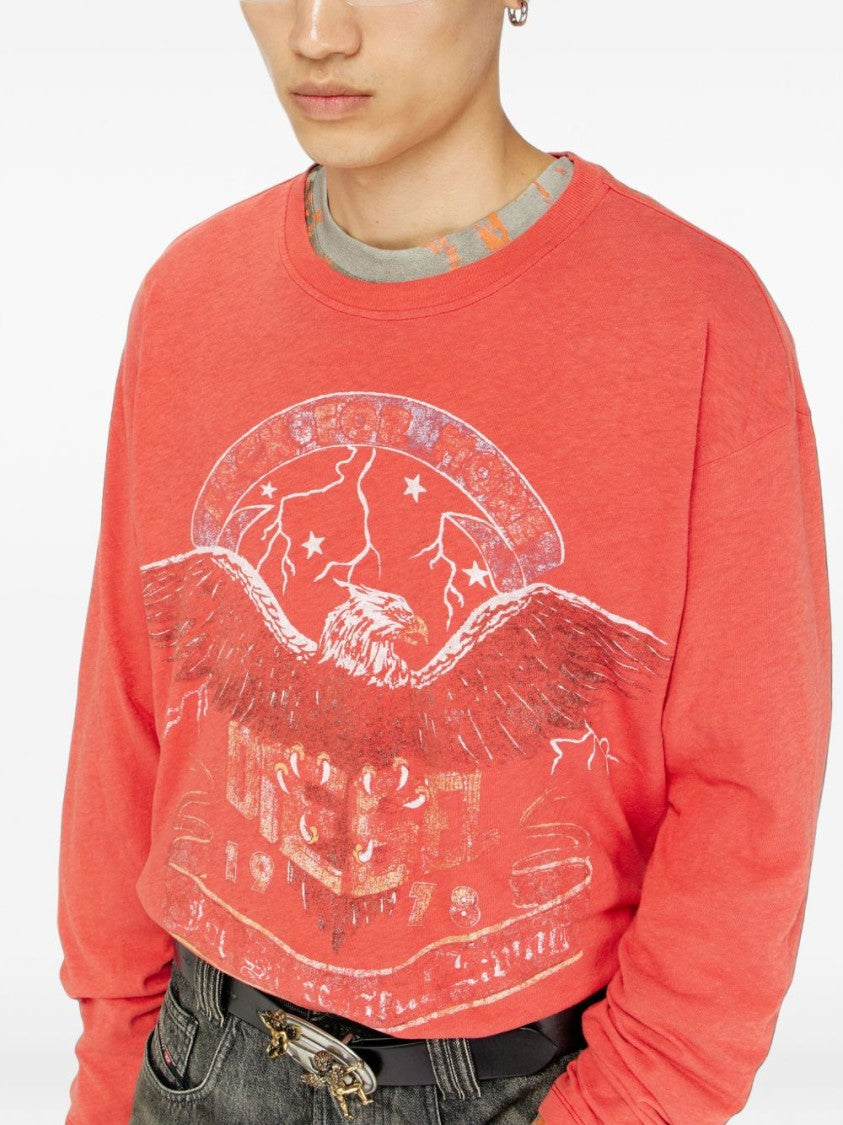 Diesel Eagle Graphic Print Relaxed-Fit Silk-Nylon Blend Shirt