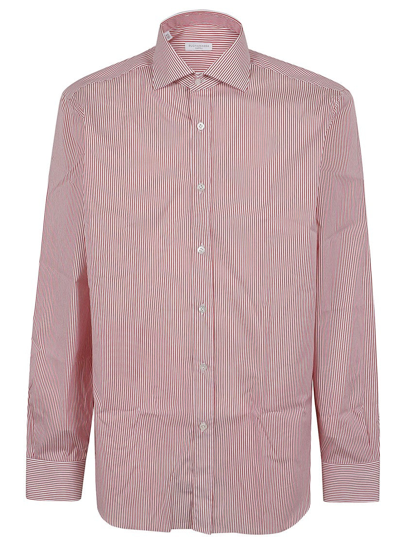 Buonamassa Classic Striped Cotton Shirt With Tailored Fit And Detailing