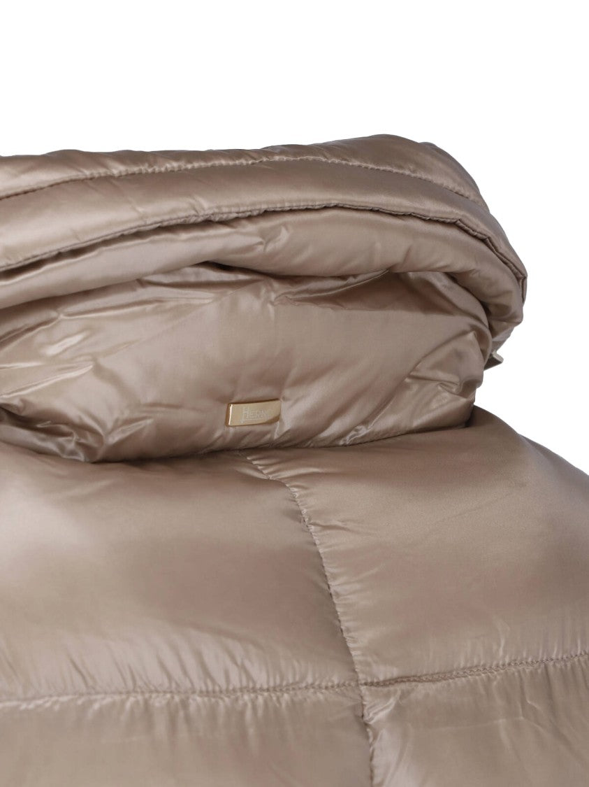 Herno Taupe Cleofe Zip-Up Fabric Puffer Jacket