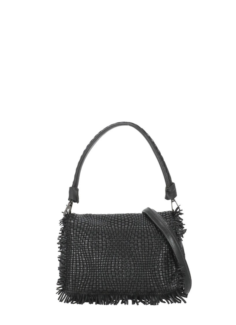 Reptile's House Braided Pattern Shoulder Bag With Fringed Edges