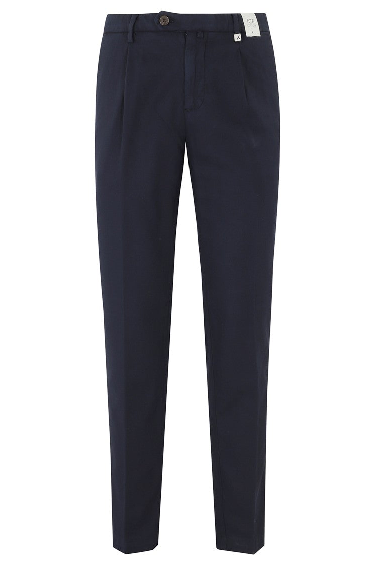 Myths Navy Zeus Darts Waist Loops Cotton Trousers