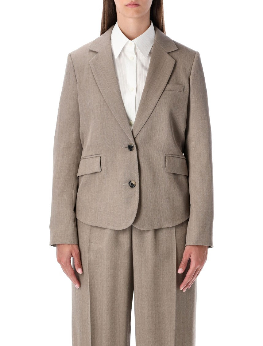 Loewe Wool Single-Breasted Jacket With Leather Belt Detail