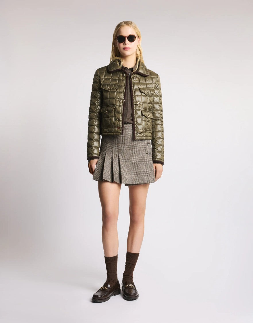 Fay Quilted Cropped Jacket With Hook-And-Automatic Clasps