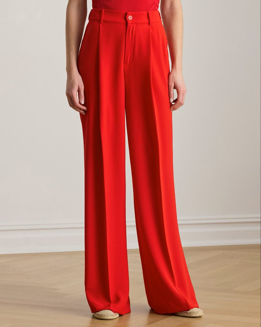 Lauren Ralph Lauren Red Kirahn Pleated Recycled Trousers