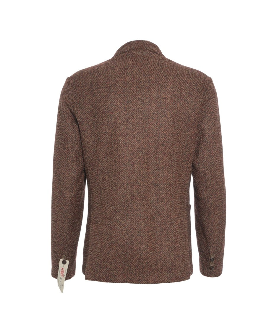 Bob Houndstooth Pattern Blazer With Single-Button Closure And Tailored Fit