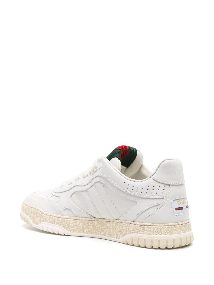 Gucci White Re-Web Iconic Web Leather Sneakers
