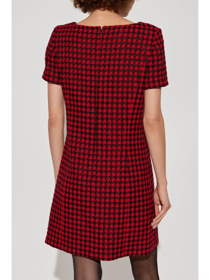 Versace Black And Red Tweed Mini Dress