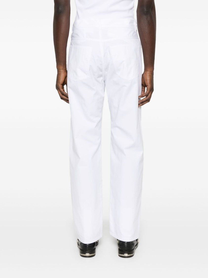 Moschino White Five-Pocket Logo Patch Trousers