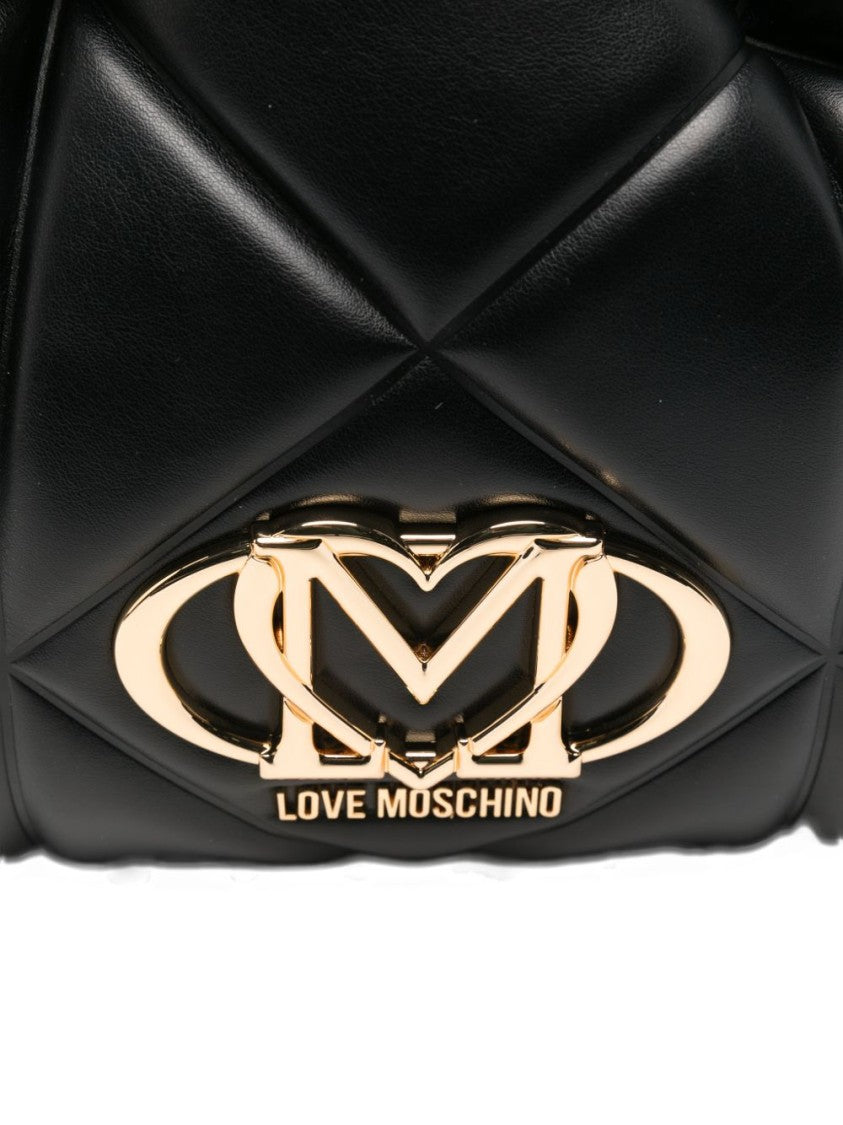 Love Moschino Quilted Black Handbag With Gold-Chain Accents