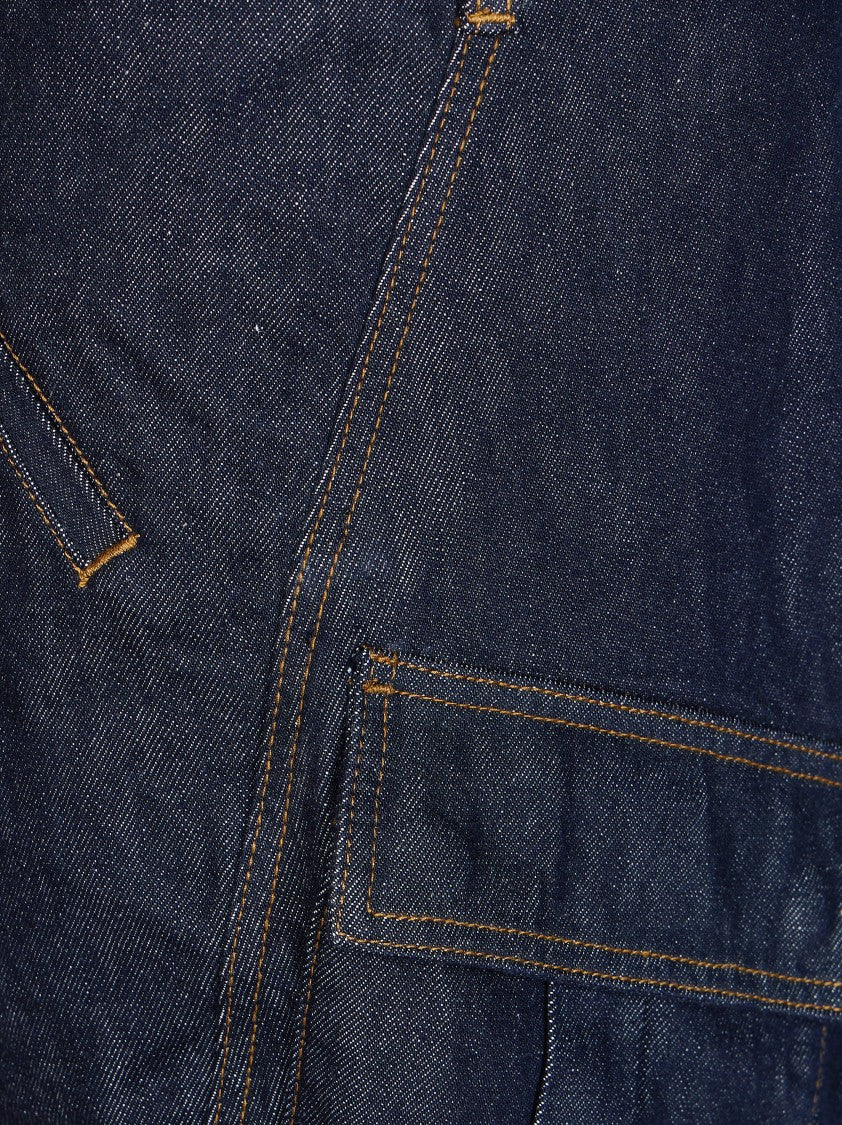 Self-Portrait Indigo Denim Utility Cargo Jeans