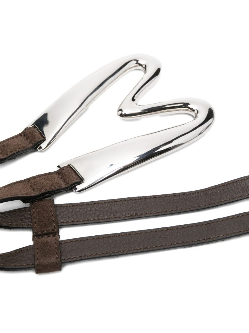 Moschino Chocolate Brown Wrap Design Leather Belt
