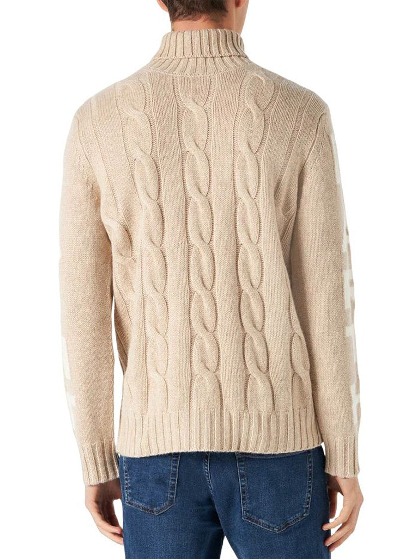 Mc2 Saint Barth Cable-Knit Sweater With High Ribbed Turtleneck