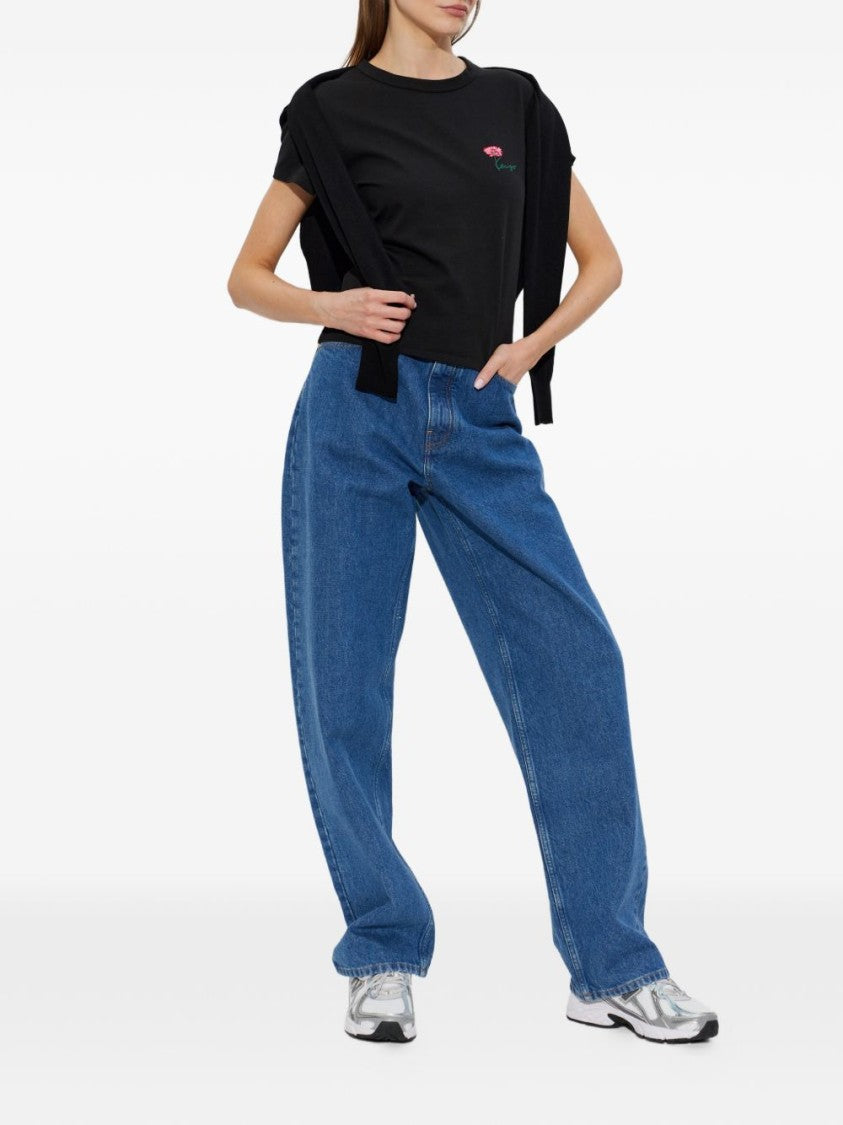 Kenzo Black Minimalist Crew Neck Cotton Top