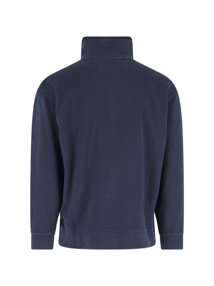 C.P. Company Blue High-Collar Half-Zip Cotton Sweatshirt