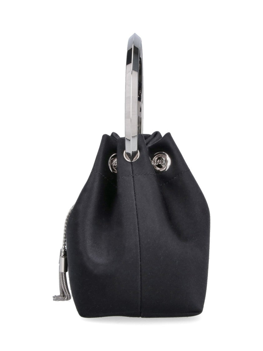 Jimmy Choo Black Bon Bon Satin Shoulder Bag