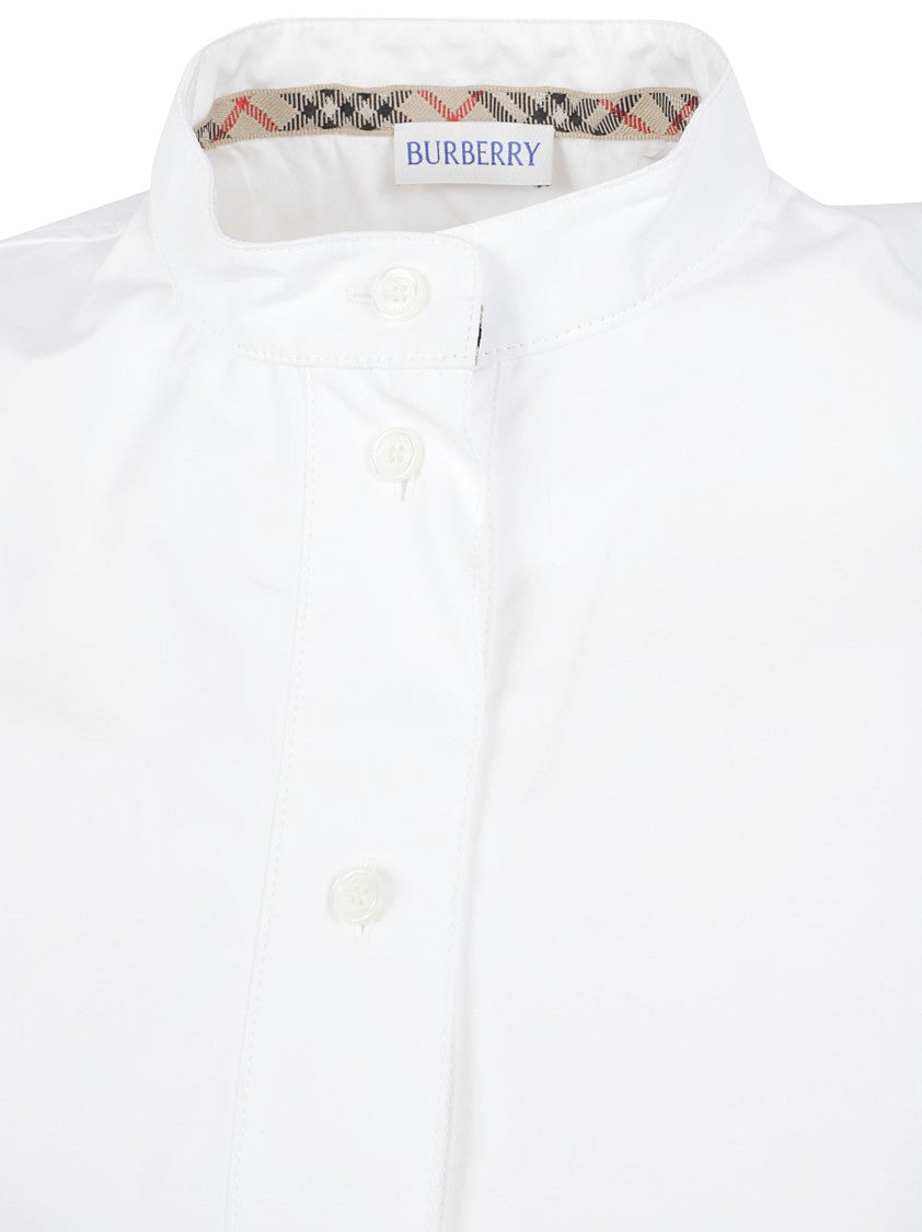 Burberry Flared Cotton Day Dress With Adjustable Check Waist