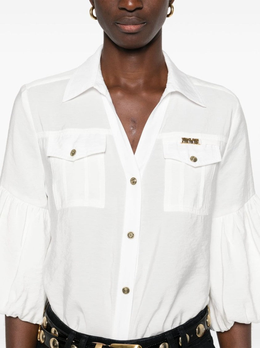 Versace Jeans Couture Puff Sleeves White Button-Up Shirt