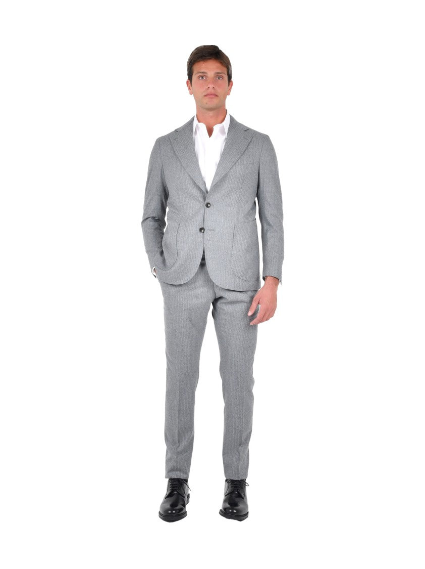 Franzese Collection Light Grey Pinstriped Suit With Tailored Blazer