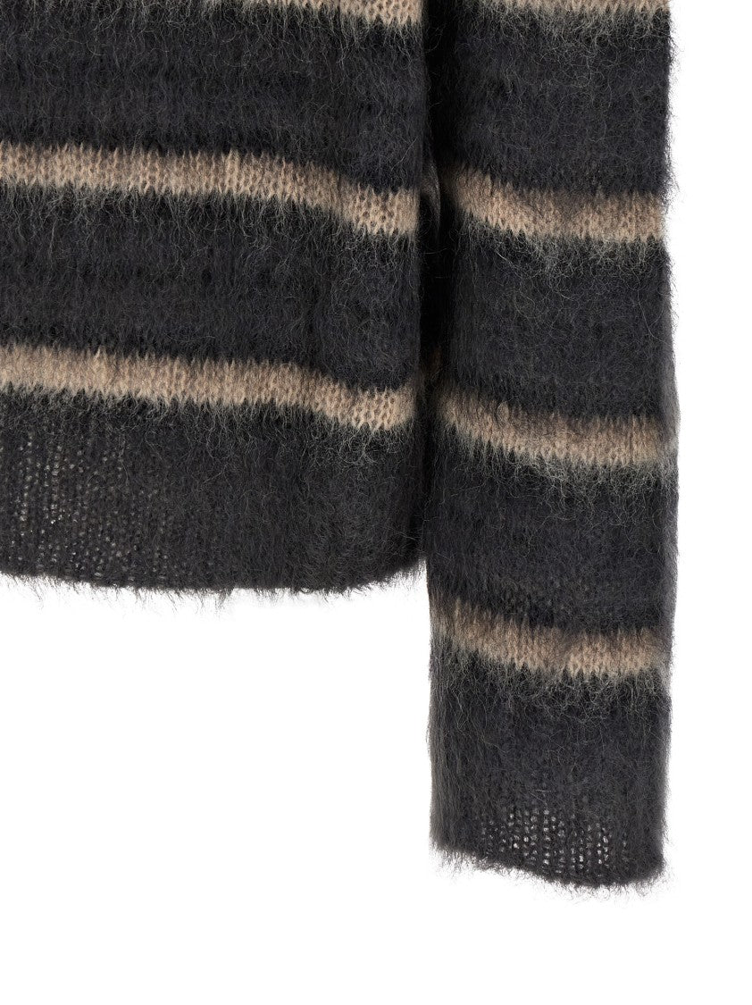 Marni Brushed Mohair Sweater With Multicolor Gauze Stripe Pattern