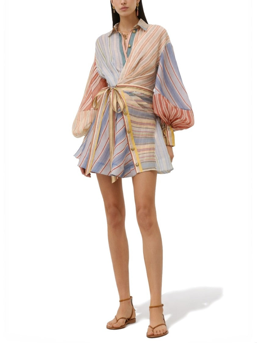 Zimmermann Neutral Rebellion Pastel Stripes Mini Dress