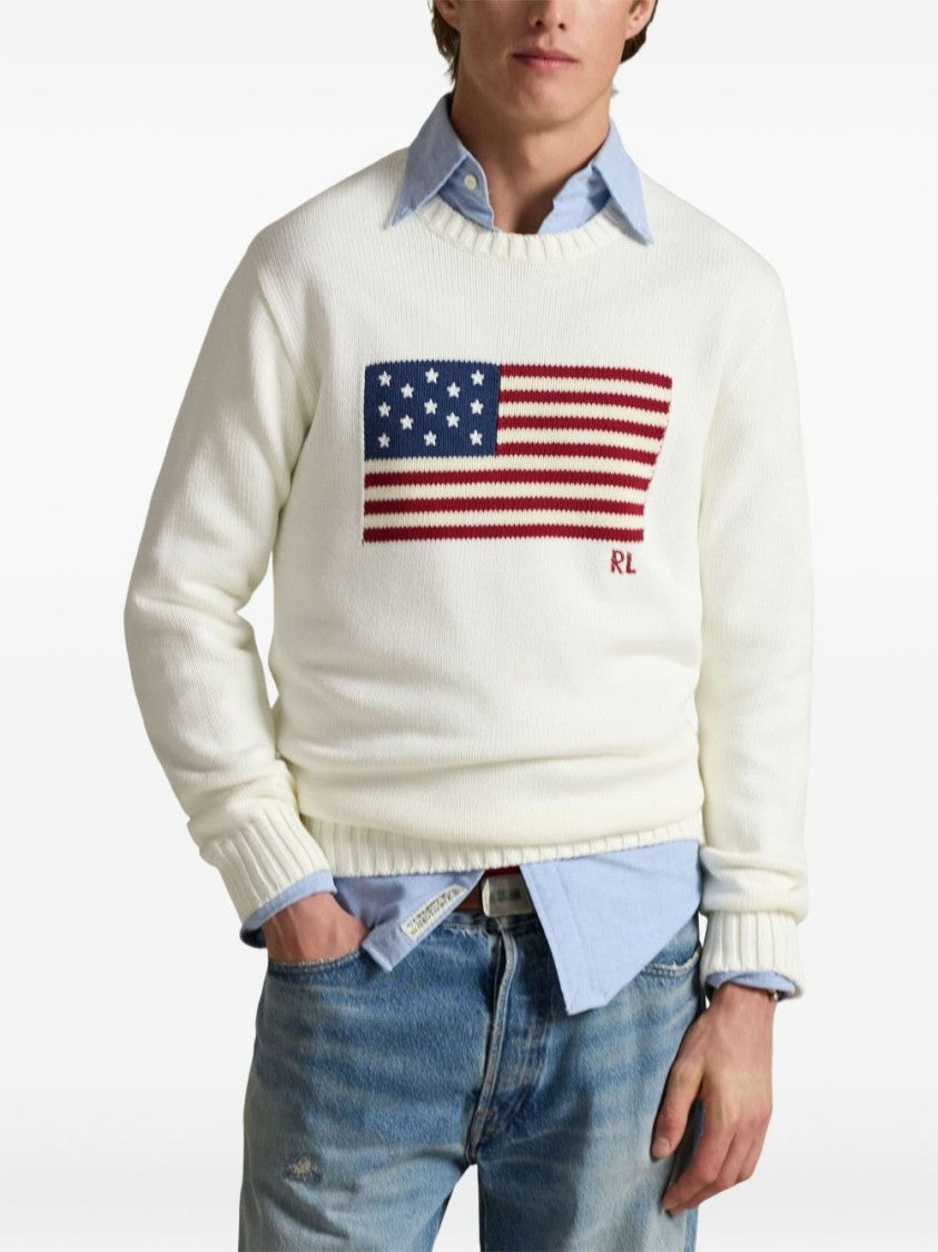 Polo Ralph Lauren Knit Sweater With Iconic American Flag Design