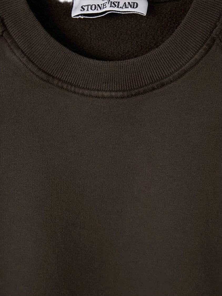 Stone Island Relaxed Fit Brown Sweatshirt With Iconic Patch